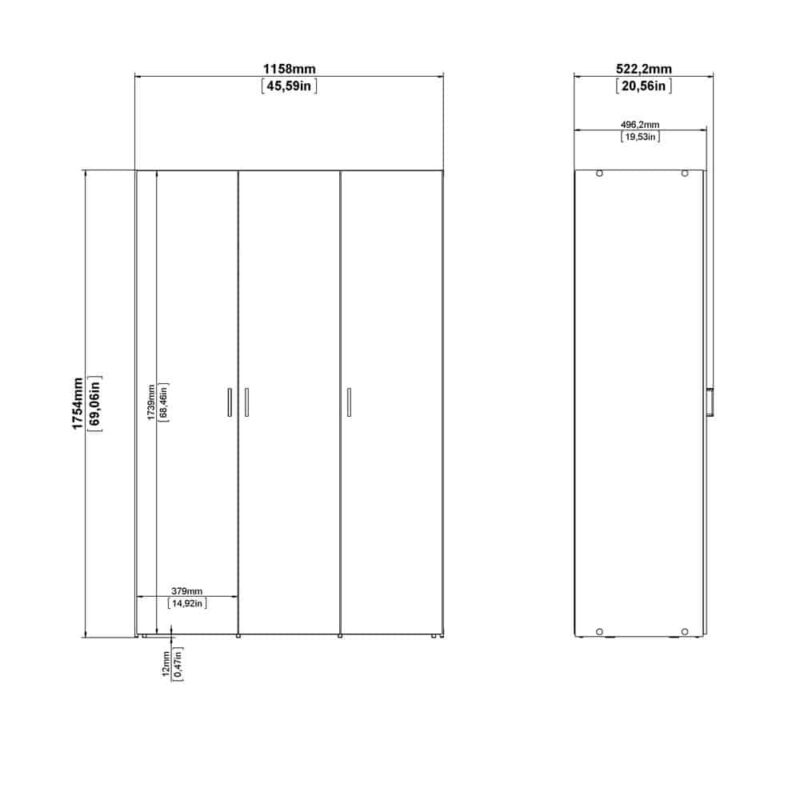 Furniture To Go Space 3 Door Wardrobe White