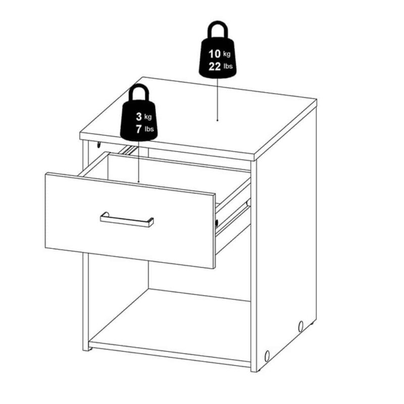 Furniture To Go Space Bedside Table 1 Drawer Oak