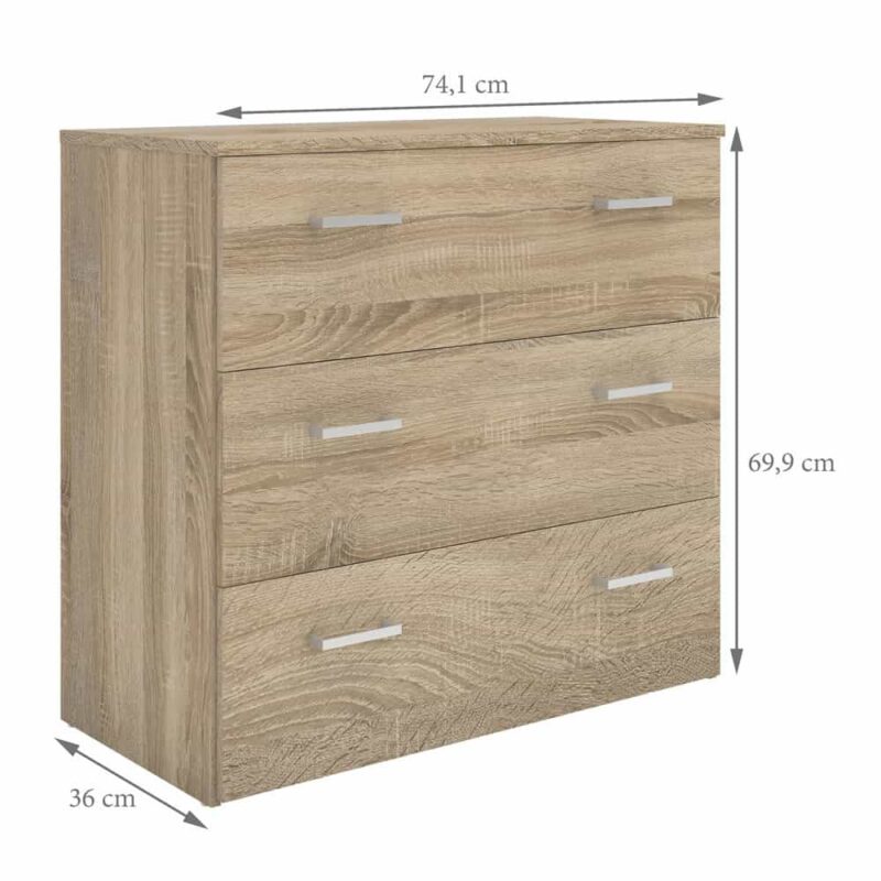 Furniture To Go Space Chest Of 3 Drawers Oak