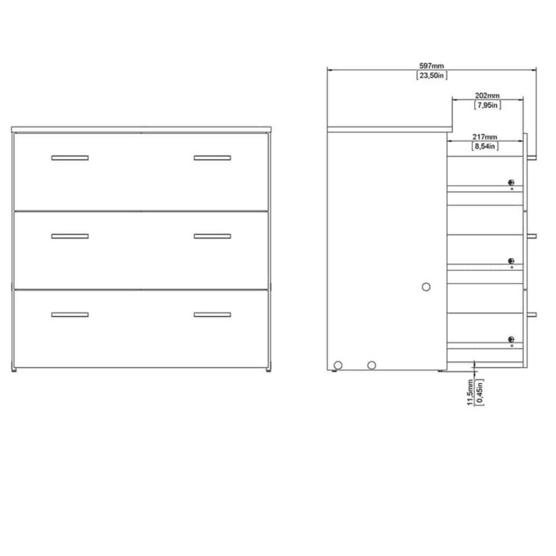 Furniture To Go Space Chest Of 3 Drawers White