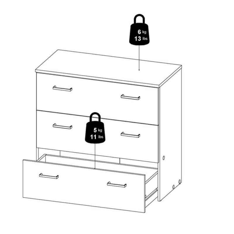 Furniture To Go Space Chest Of 3 Drawers White