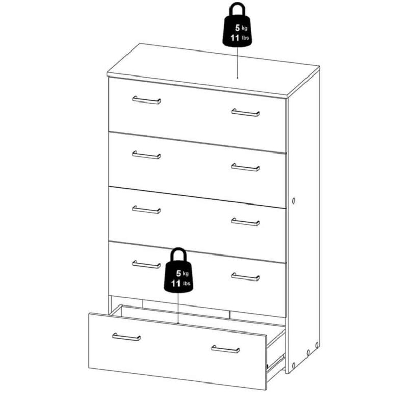 Furniture To Go Space Chest Of 5 Drawers White