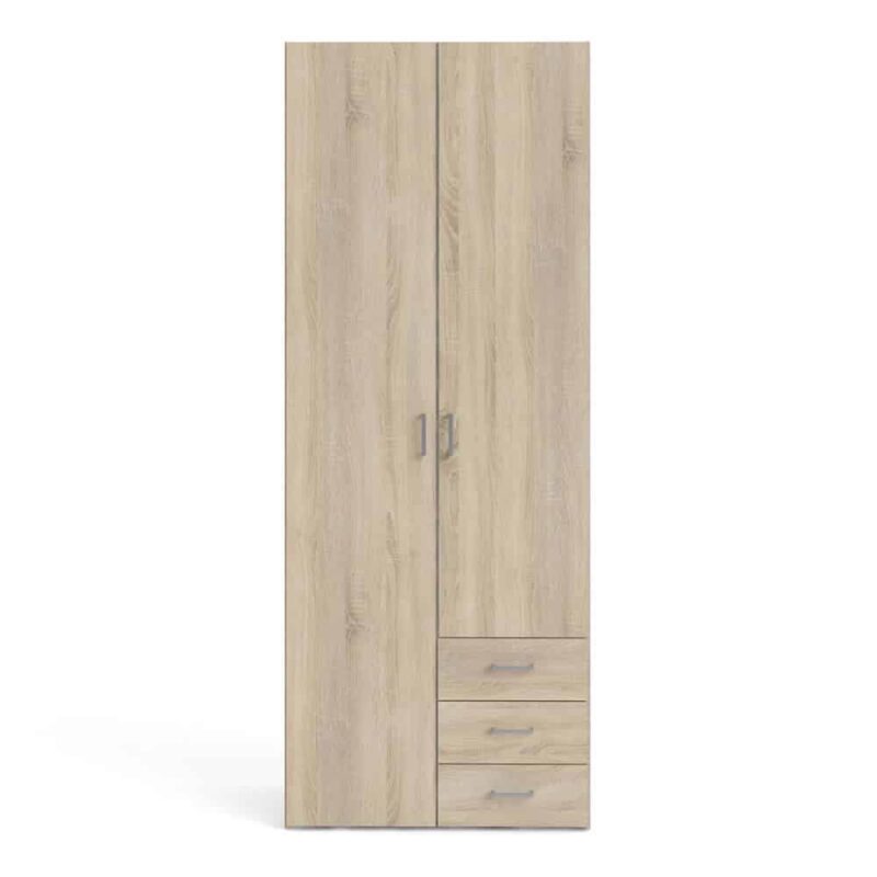 Furniture To Go Space Tall 2 Door Wardrobe 3 Drawers Oak
