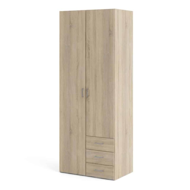 Furniture To Go Space Tall 2 Door Wardrobe 3 Drawers Oak