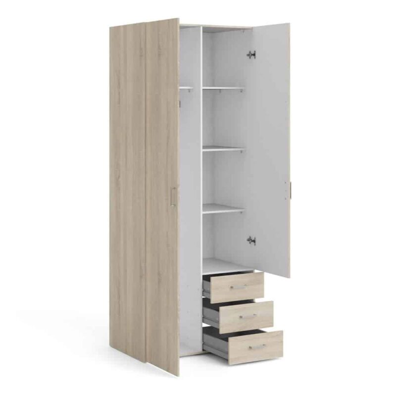 Furniture To Go Space Tall 2 Door Wardrobe 3 Drawers Oak