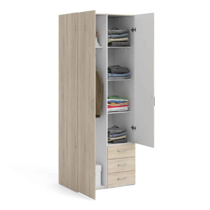 Furniture To Go Space Tall 2 Door Wardrobe 3 Drawers Oak