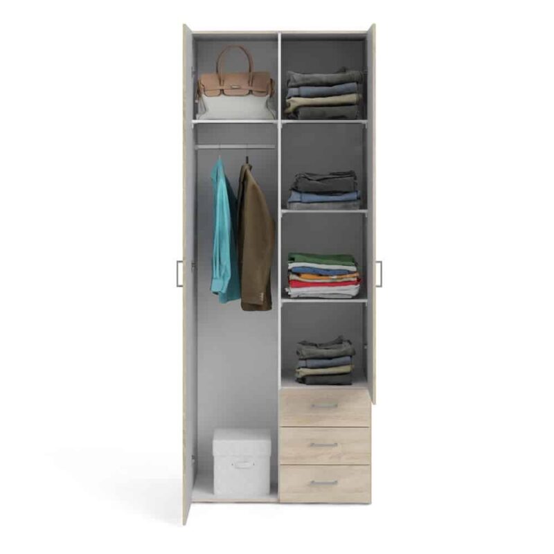 Furniture To Go Space Tall 2 Door Wardrobe 3 Drawers Oak