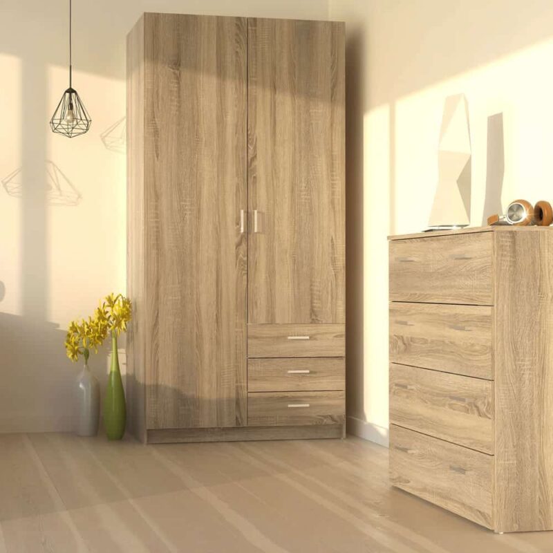 Furniture To Go Space Tall 2 Door Wardrobe 3 Drawers Oak