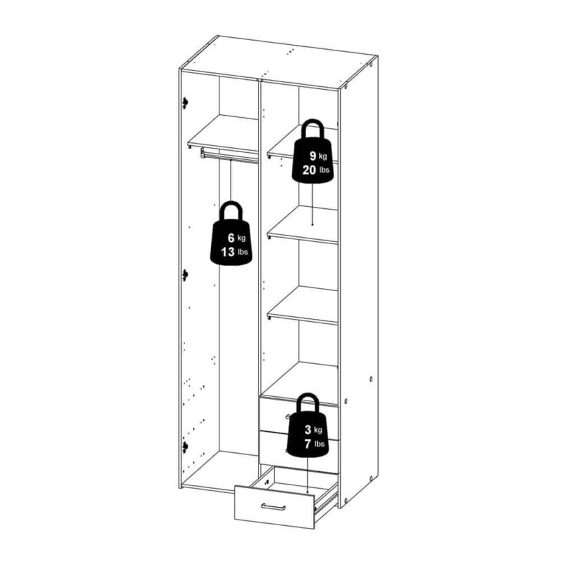 Furniture To Go Space Tall 2 Door Wardrobe 3 Drawers Oak