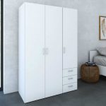 Furniture To Go Space Tall 3 Door Wardrobe 3 Drawers White