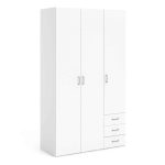Furniture To Go Space Tall 3 Door Wardrobe 3 Drawers White