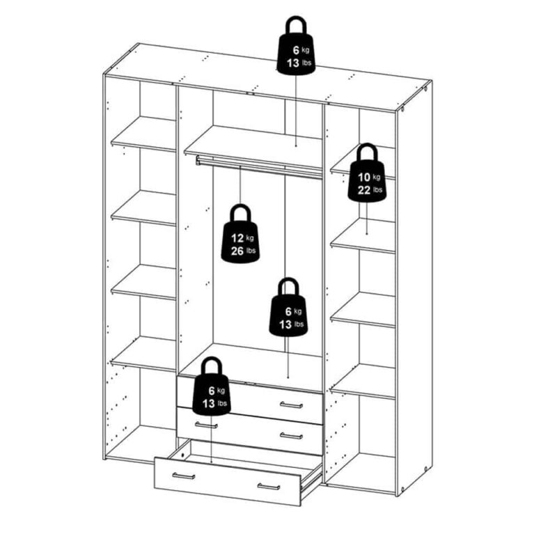 Furniture To Go Space Tall 4 Door Wardrobe 3 Drawers White
