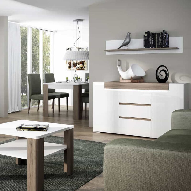 Furniture To Go Toronto 125cm Wall Shelf White High Gloss