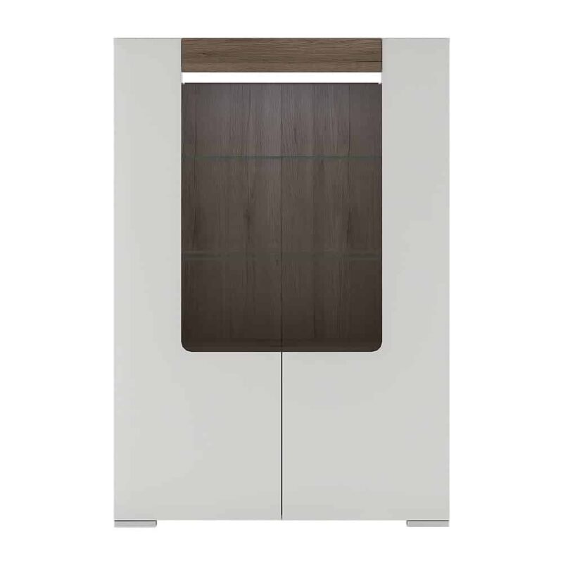 Furniture To Go Toronto Low Glazed 2 Door Display Cabinet White High Gloss