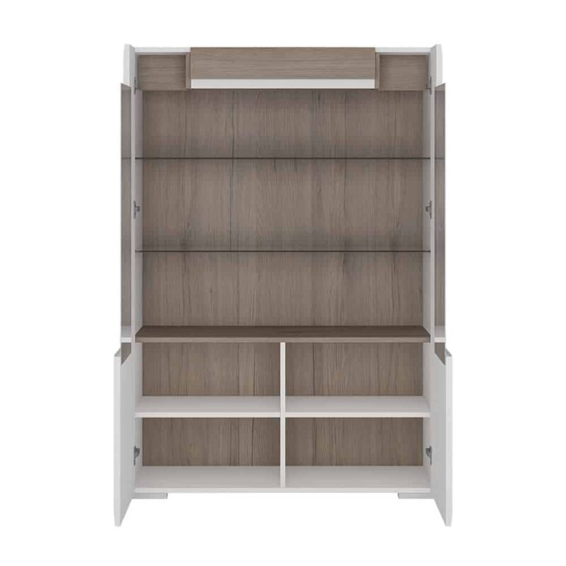 Furniture To Go Toronto Low Glazed 2 Door Display Cabinet White High Gloss