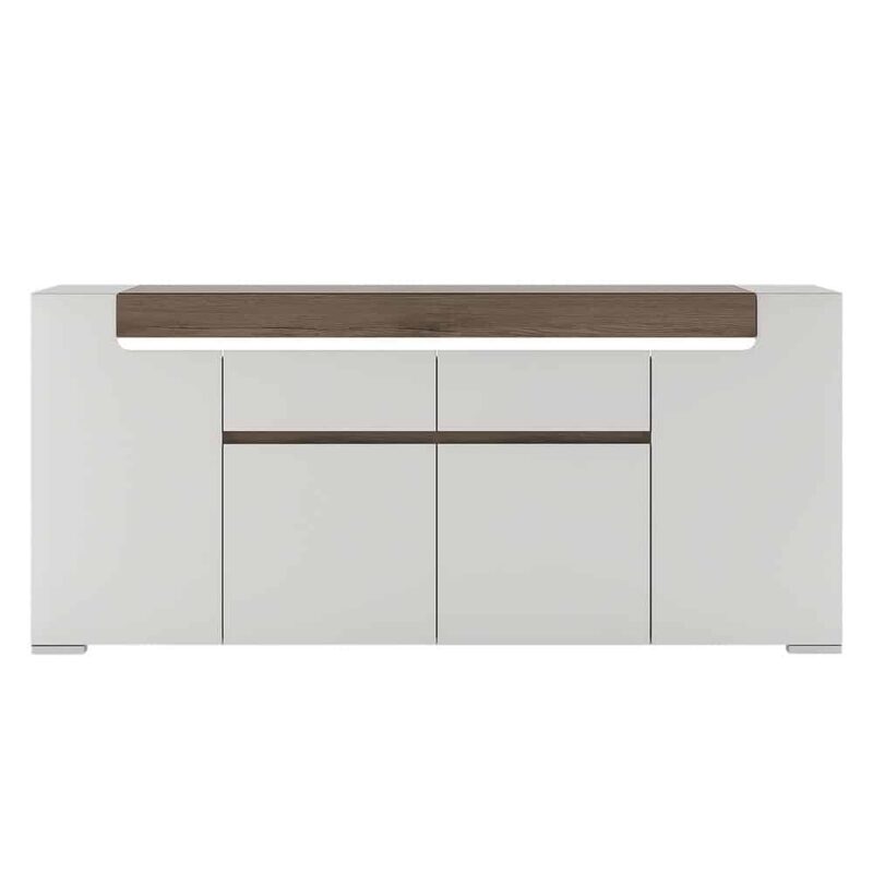 Furniture To Go Toronto Wide 4 Door 2 Drawer Sideboard White High Gloss