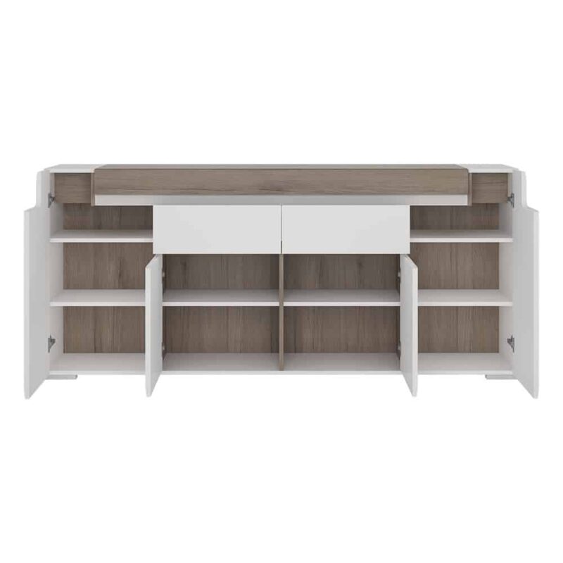 Furniture To Go Toronto Wide 4 Door 2 Drawer Sideboard White High Gloss