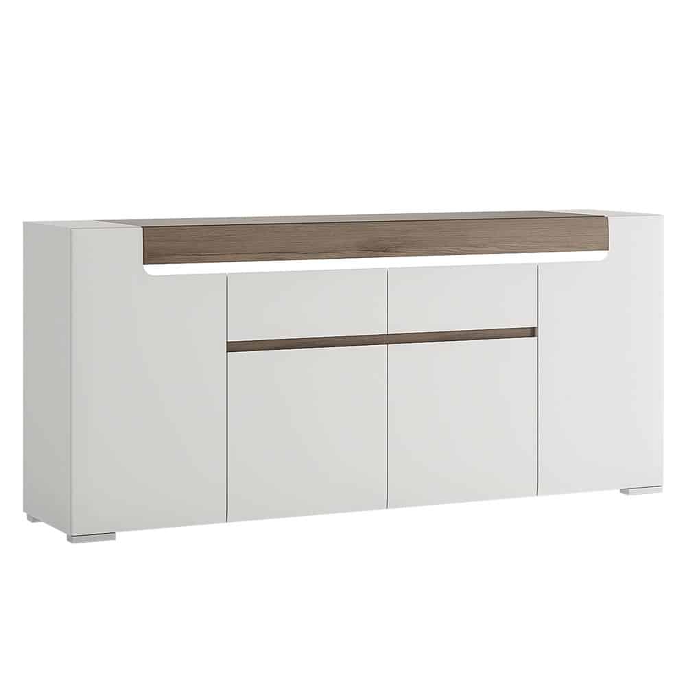 Furniture To Go Toronto Wide 4 Door 2 Drawer Sideboard White High Gloss