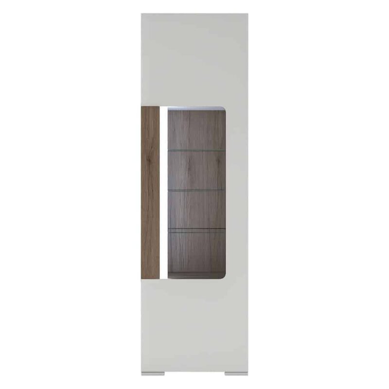 Furniture To Go Toronto Tall Narrow Glazed Display Cabinet White High Gloss