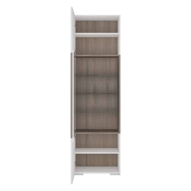 Furniture To Go Toronto Tall Narrow Glazed Display Cabinet White High Gloss