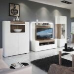 Furniture To Go Toronto Tall Narrow Glazed Display Cabinet White High Gloss