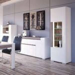 Furniture To Go Toronto Tall Narrow Glazed Display Cabinet White High Gloss