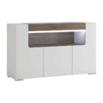 Furniture To Go Toronto 3 Door Sideboard Open Shelving White High Gloss