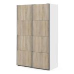 Furniture To Go Verona Sliding Wardrobe 120cm White Oak 5 Shelves