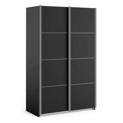 Furniture To Go Verona Sliding Wardrobe 120cm Matt Black 5 Shelves