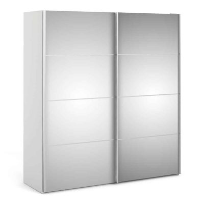 Furniture To Go Verona Sliding Wardrobe 180cm White Mirrored Door 5 Shelves