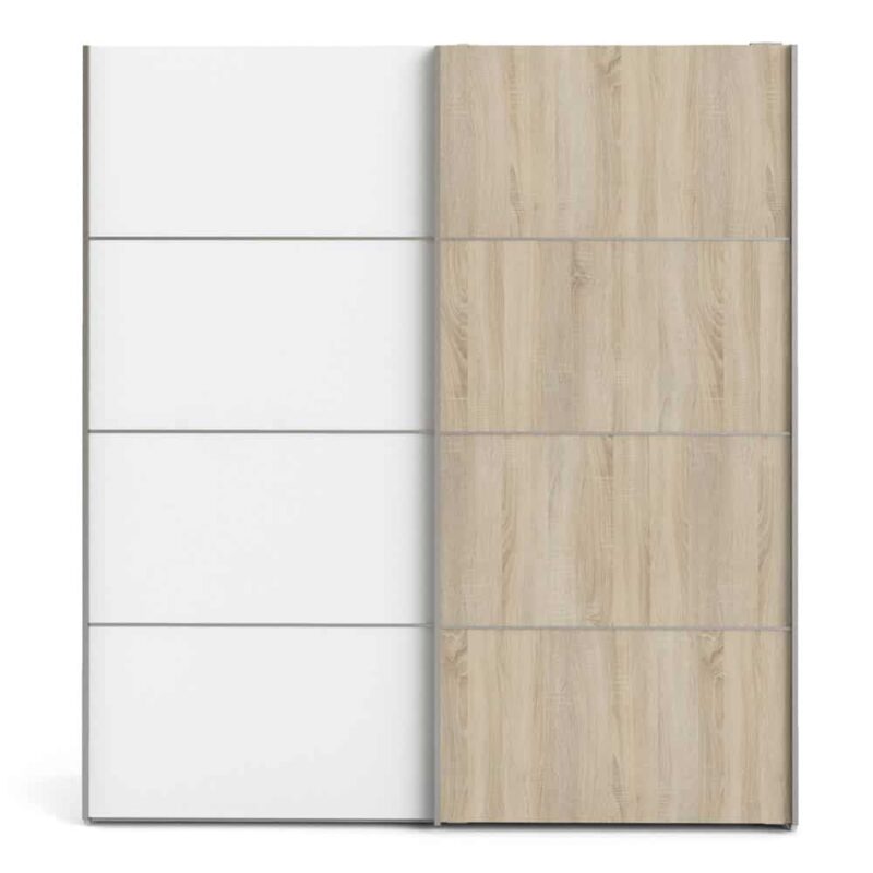 Furniture To Go Verona Sliding Wardrobe 180cm White Oak Door 5 Shelves