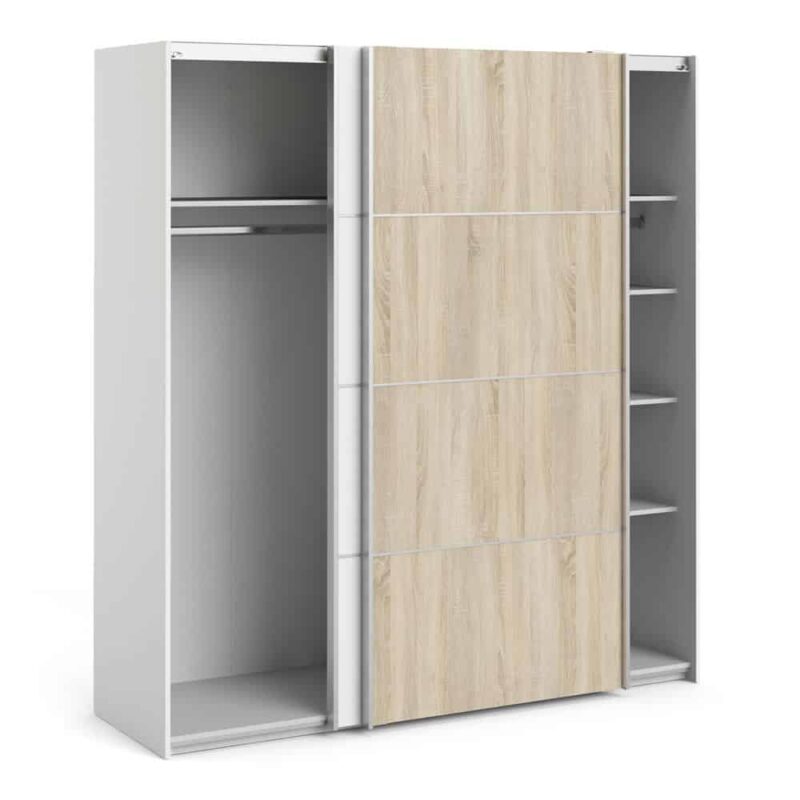 Furniture To Go Verona Sliding Wardrobe 180cm White Oak Door 5 Shelves