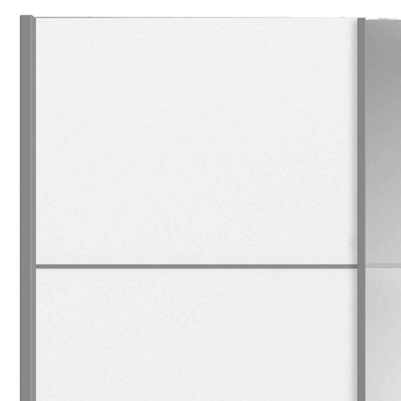 Furniture To Go Verona Sliding Wardrobe 180cm White Mirrored 5 Shelves
