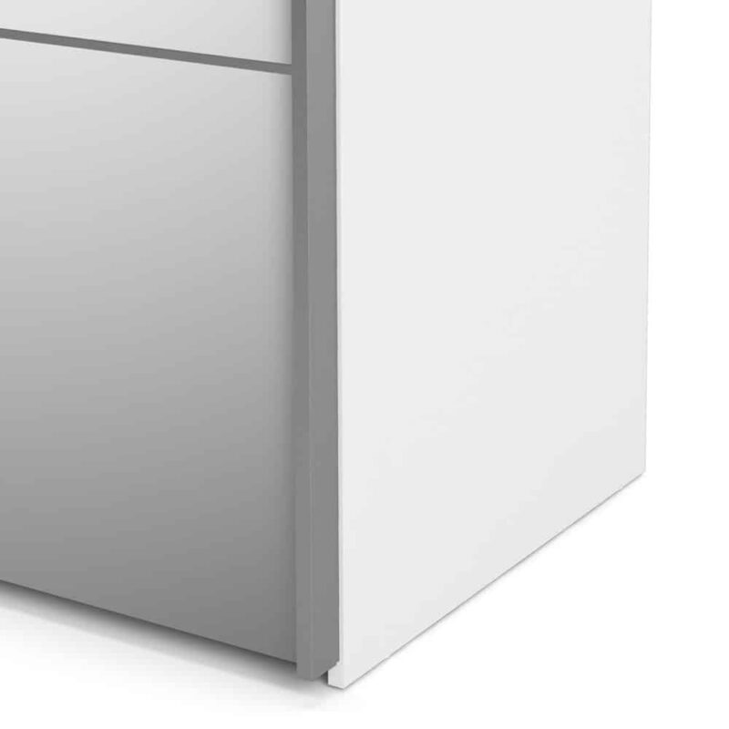 Furniture To Go Verona Sliding Wardrobe 180cm White Mirrored 5 Shelves