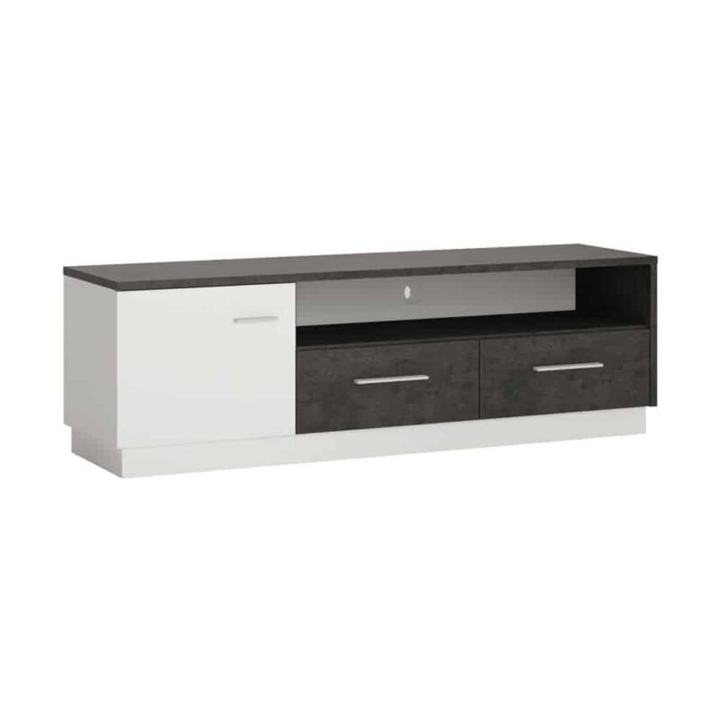 Furniture To Go Zingaro 1 Door 2 Drawer Wide TV Cabinet Grey White