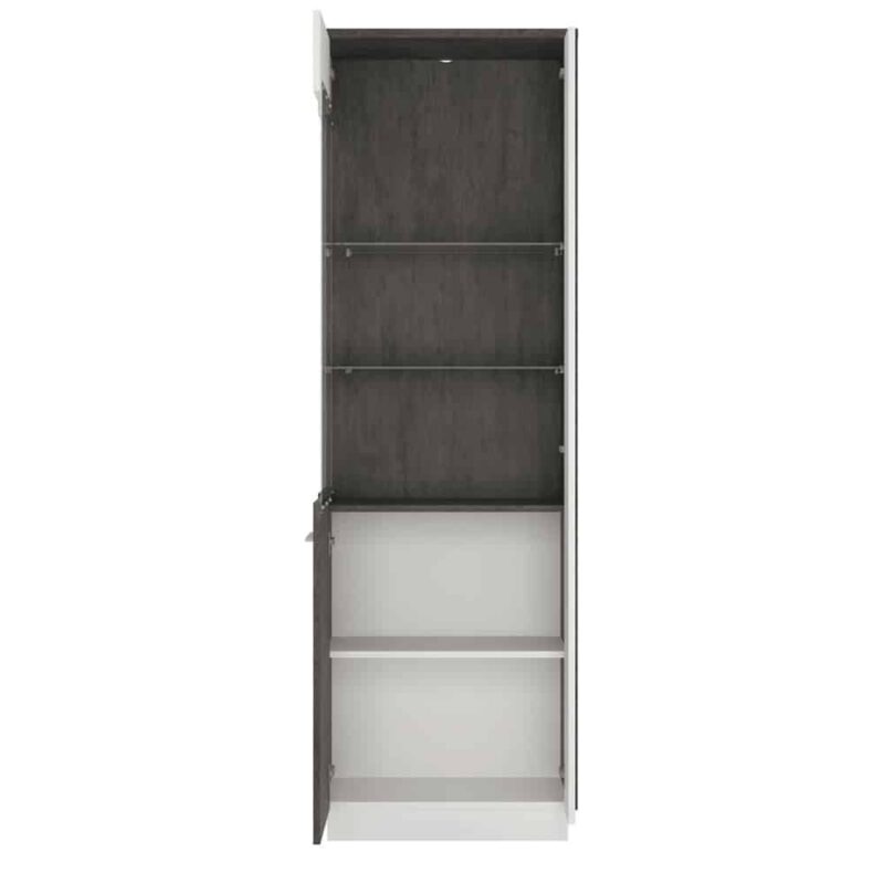 Furniture To Go Zingaro Tall Glazed Display Cabinet LH Grey White