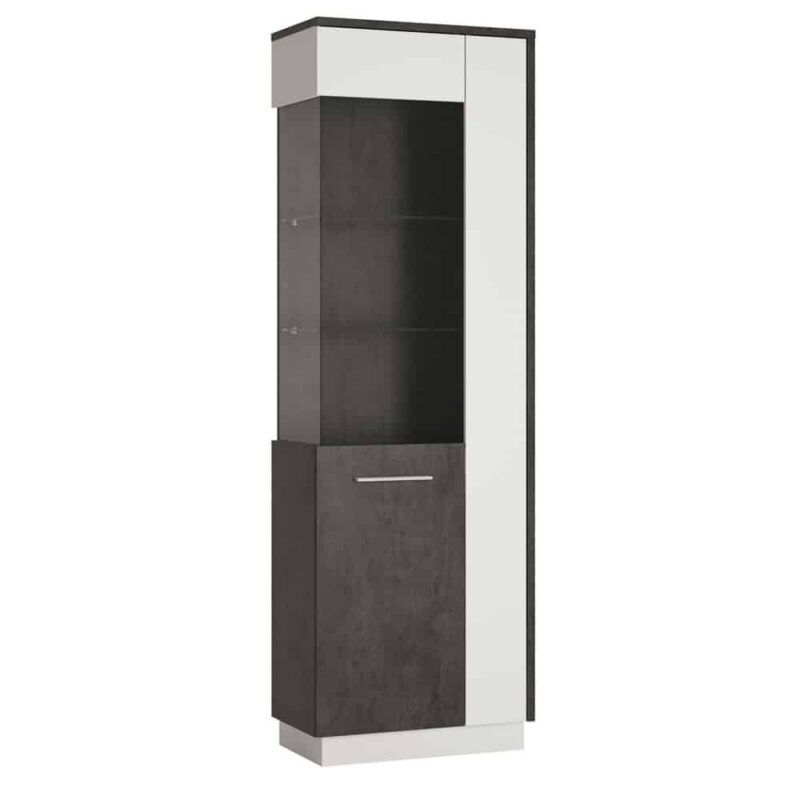 Furniture To Go Zingaro Tall Glazed Display Cabinet LH Grey White
