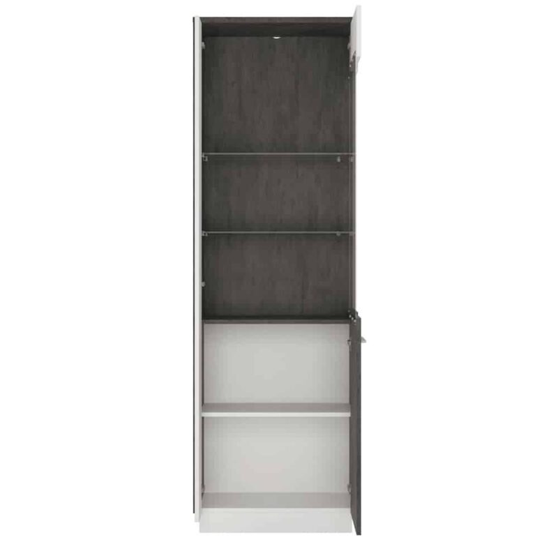 Furniture To Go Zingaro Tall Glazed Display Cabinet RH Grey White