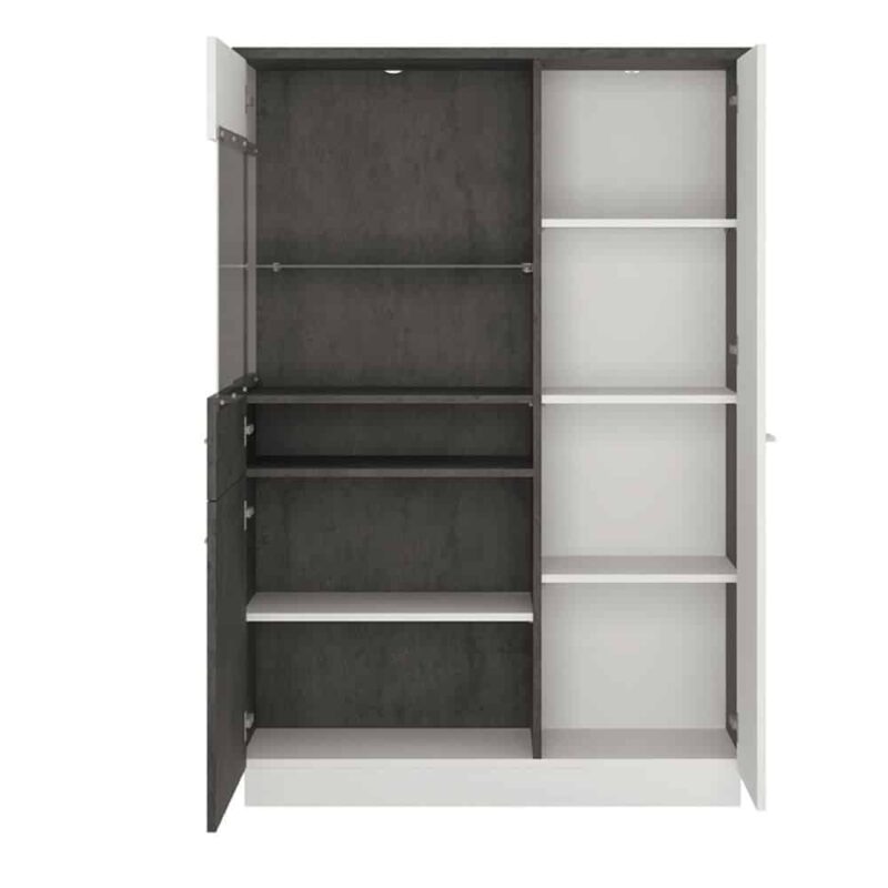 Furniture To Go Zingaro Low Display Cabinet LH Grey White