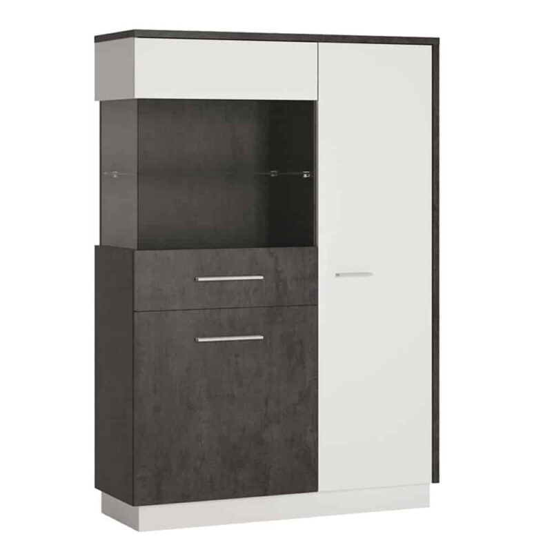 Furniture To Go Zingaro Low Display Cabinet LH Grey White