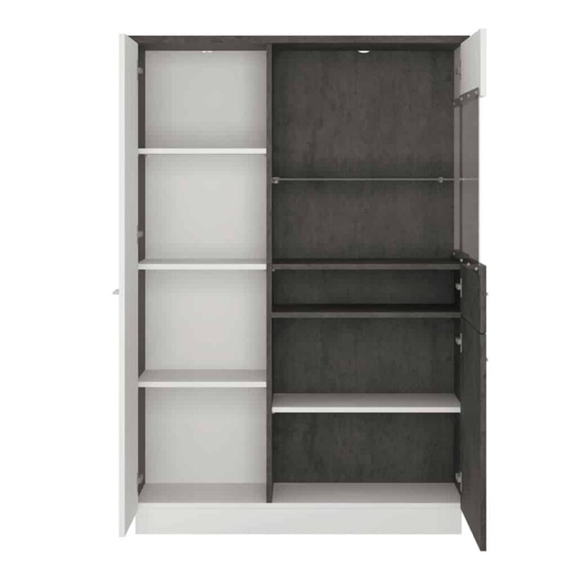 Furniture To Go Zingaro Low Display Cabinet RH Grey White