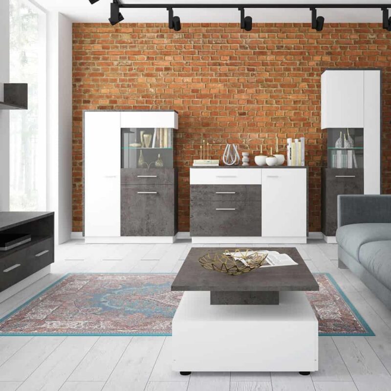 Furniture To Go Zingaro Sideboard 1 Door 2 Drawer 1 Compartment Grey White