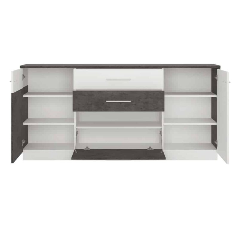 Furniture To Go Zingaro Sideboard 2 Door 2 Drawer 1 Compartment Grey White