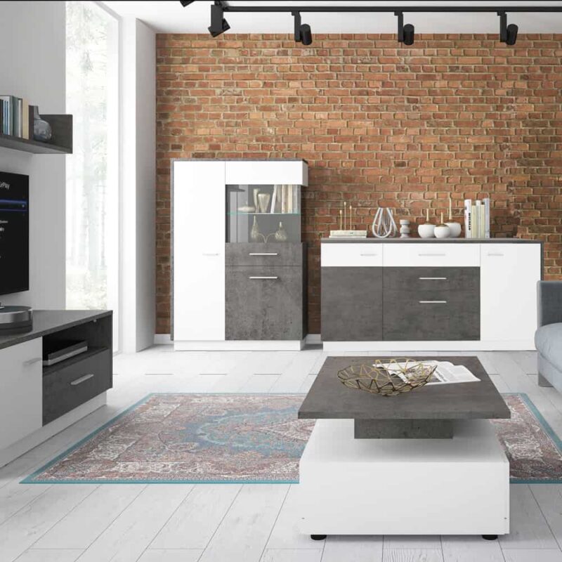 Furniture To Go Zingaro Sideboard 2 Door 2 Drawer 1 Compartment Grey White