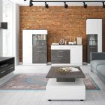 Furniture To Go Zingaro Tall Display Cabinet LH Grey White