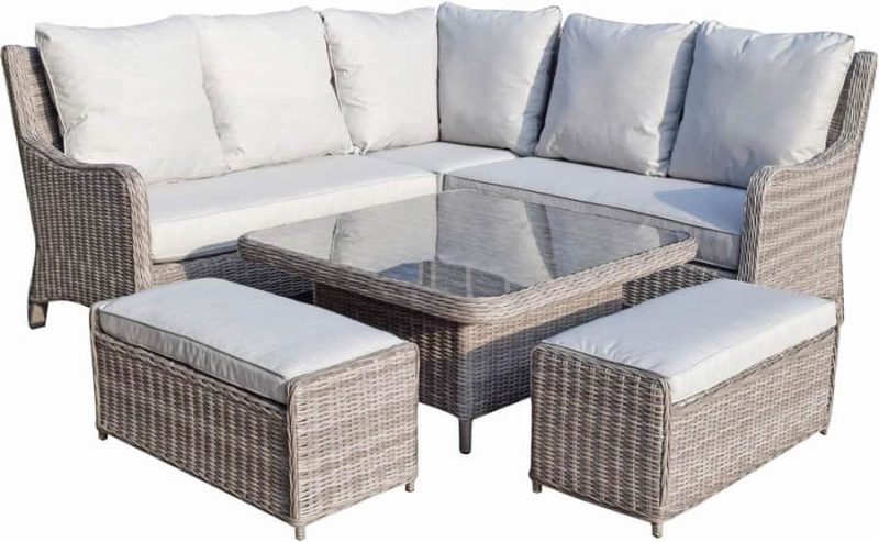 Signature Weave Alexandra Corner Sofa with Lift Up Table Garden Dining Set