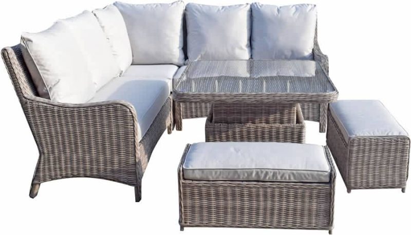 Signature Weave Alexandra Corner Sofa with Lift Up Table Garden Dining Set