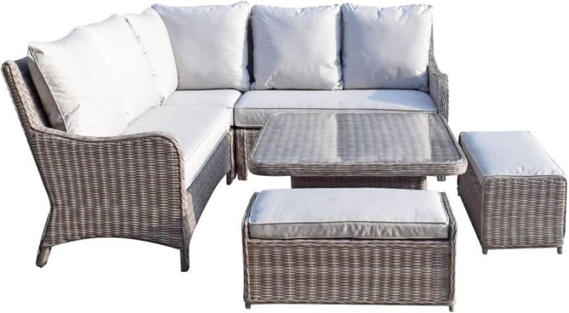 Signature Weave Alexandra Corner Sofa with Lift Up Table Garden Dining Set