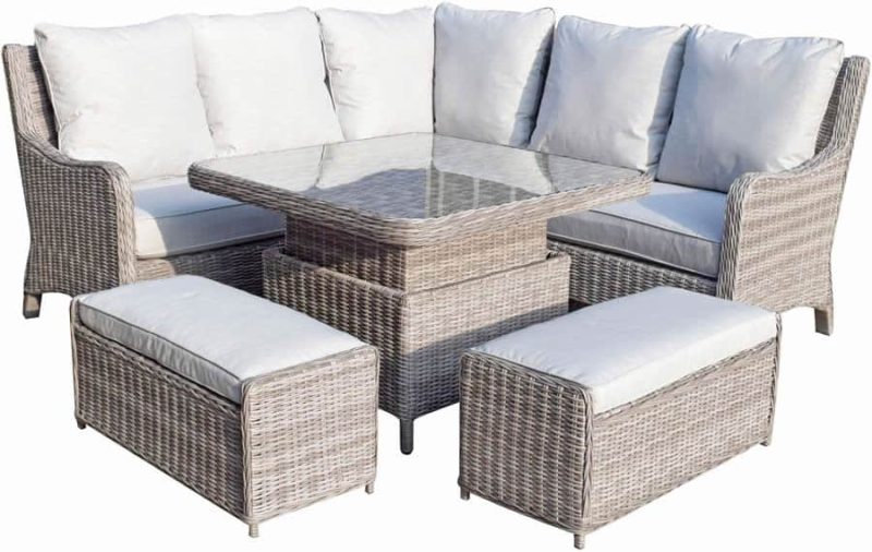 Signature Weave Alexandra Corner Sofa with Lift Up Table Garden Dining Set