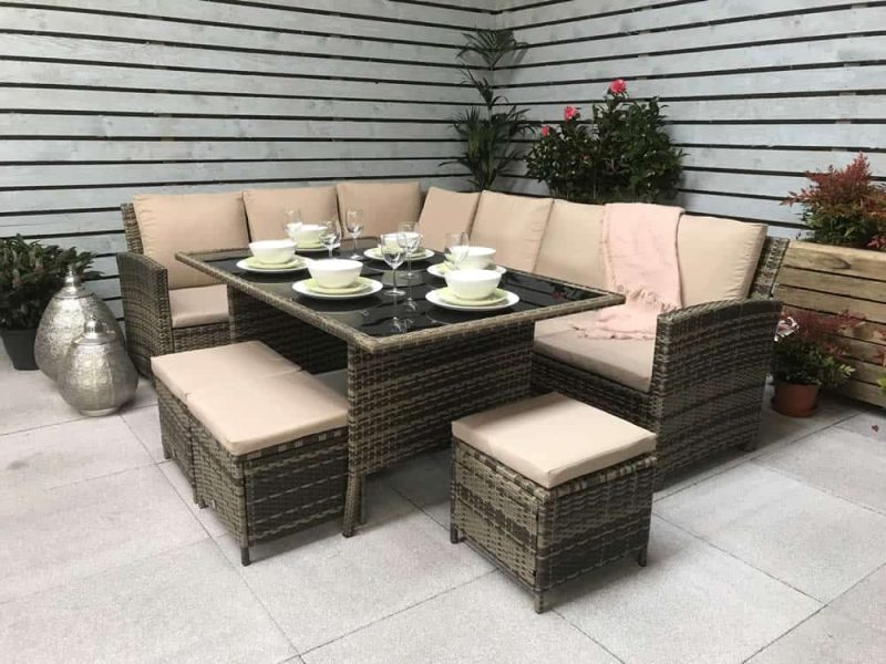 Signature Weave Charlotte Natural Corner Sofa Garden Dining Set